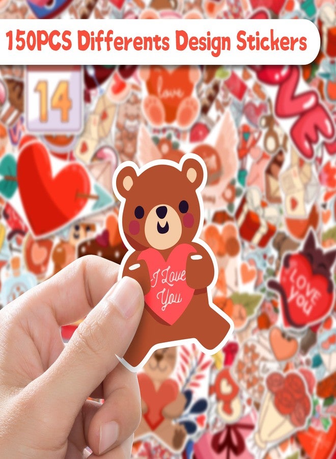 LINAYE 150 PCS Valentines Stickers for Kids Vinyl Waterproof Non-Repeating Adhesive Happy Valentines Day Heart Stickers Bulk for Kids Teens Girls Classroom Crafts & Gifts - Image 3