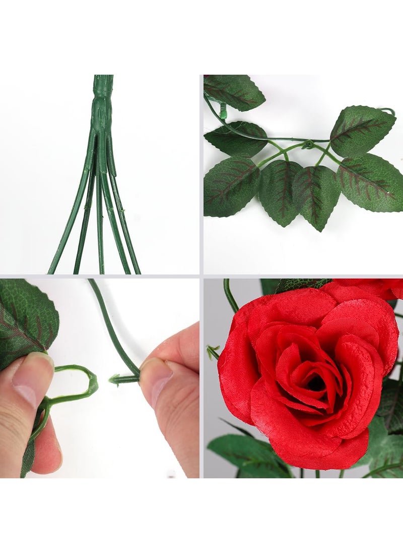 RECUTMS RECUTMS Hanging Flowers Artificial Hanging Rose Flower 2PCS 3.3Ft Artificial Hanging Flowers for Outdoors with 30 LED Fairy String Lightsfor Indoor Wall Wedding (Red)  - Image 3