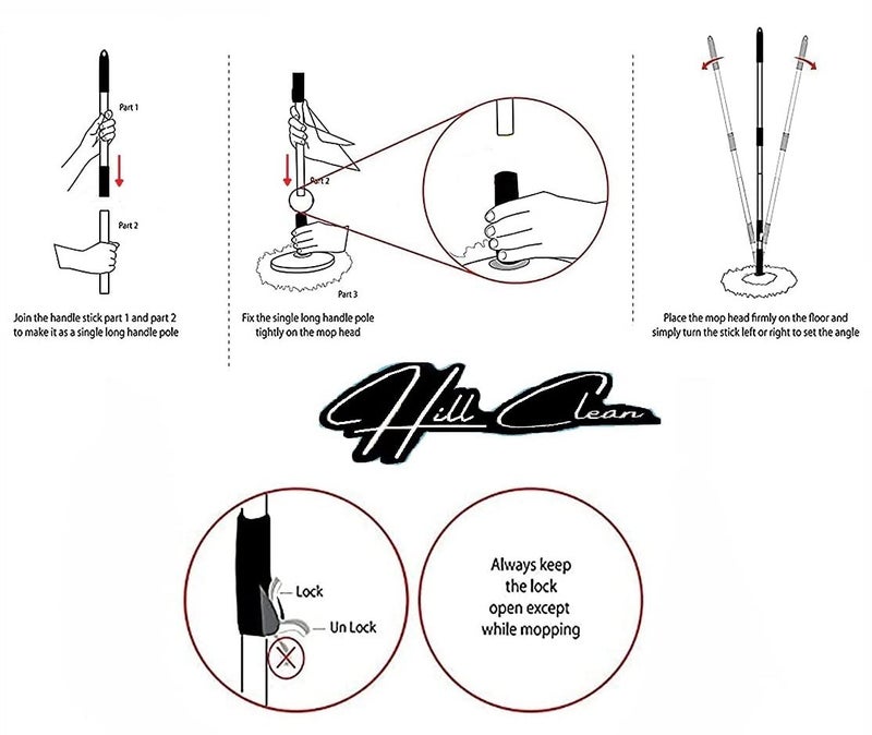 TT Mop 360 Spin Cleaning Stainless Steel RodHandleStick Set with 3 Refill Multi Color - Image 4