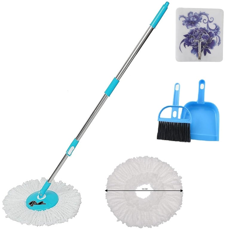 TT Mop 360 Spin Cleaning Stainless Steel RodHandleStick Set with 3 Refill Multi Color - Image 1