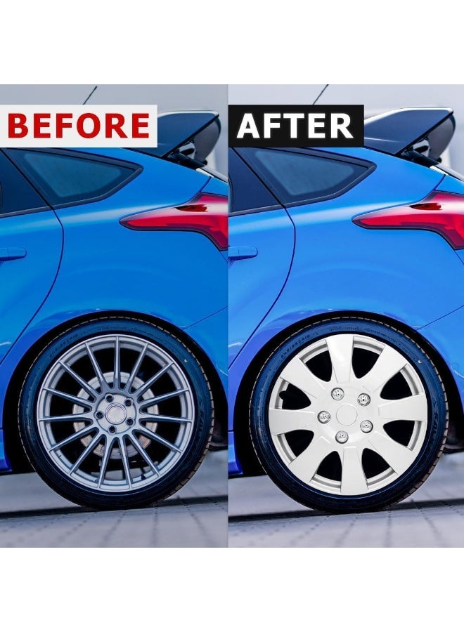 Universal Wheel Covers Hub Caps, Taiwan Wheel Cover | Nested Style, Silver-Set of 4 - Image 2