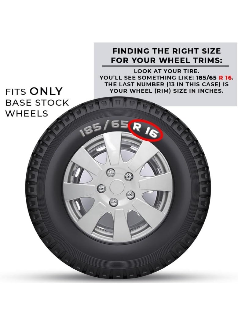 Universal Wheel Covers Hub Caps, Taiwan Wheel Cover | Nested Style, Silver-Set of 4 - Image 4