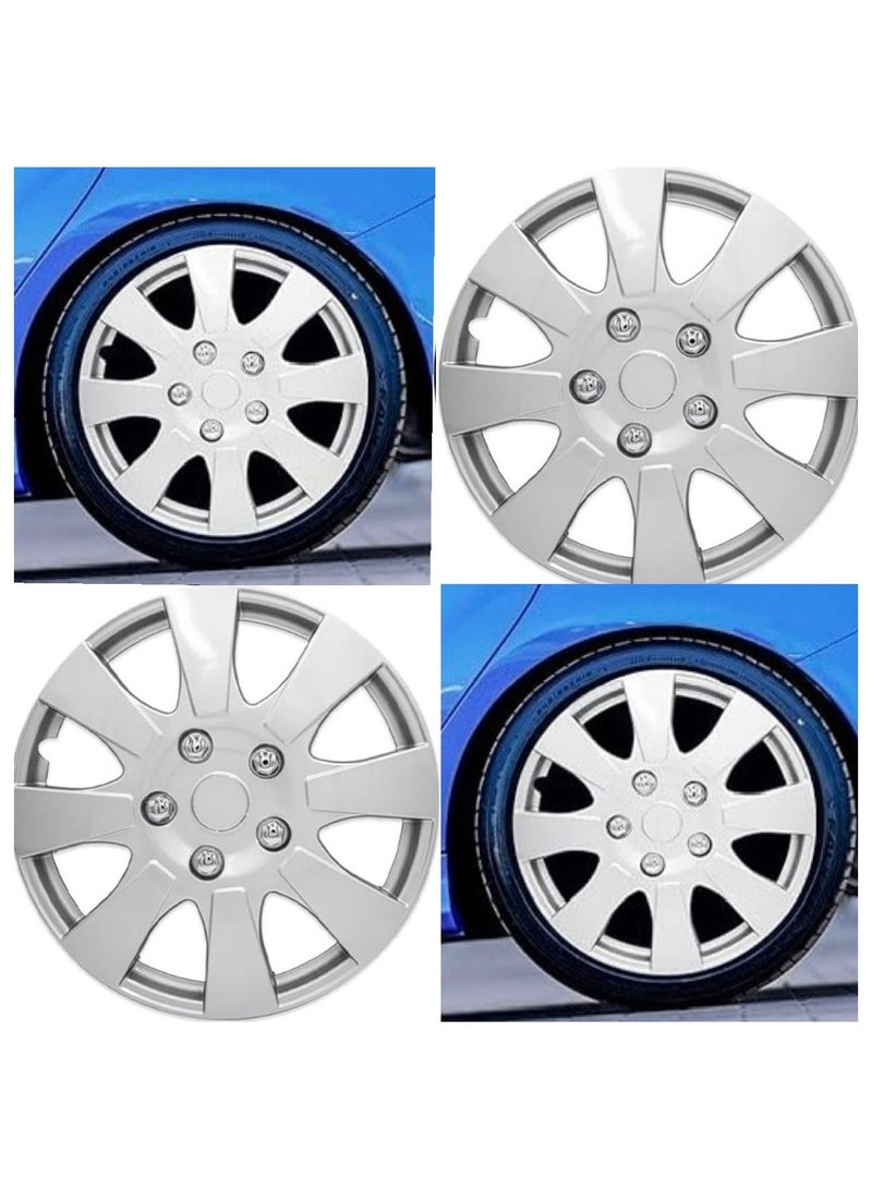 Universal Wheel Covers Hub Caps, Taiwan Wheel Cover | Nested Style, Silver-Set of 4 - Image 1
