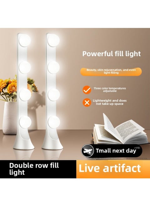Desktop Double Row Live Light Four Row Light Internet Celebrity Mobile Live Room Fill Light LED Three Color Beauty Lighting Light-Specifications:Double Row 8 Bulb [three-color Dimming]]
