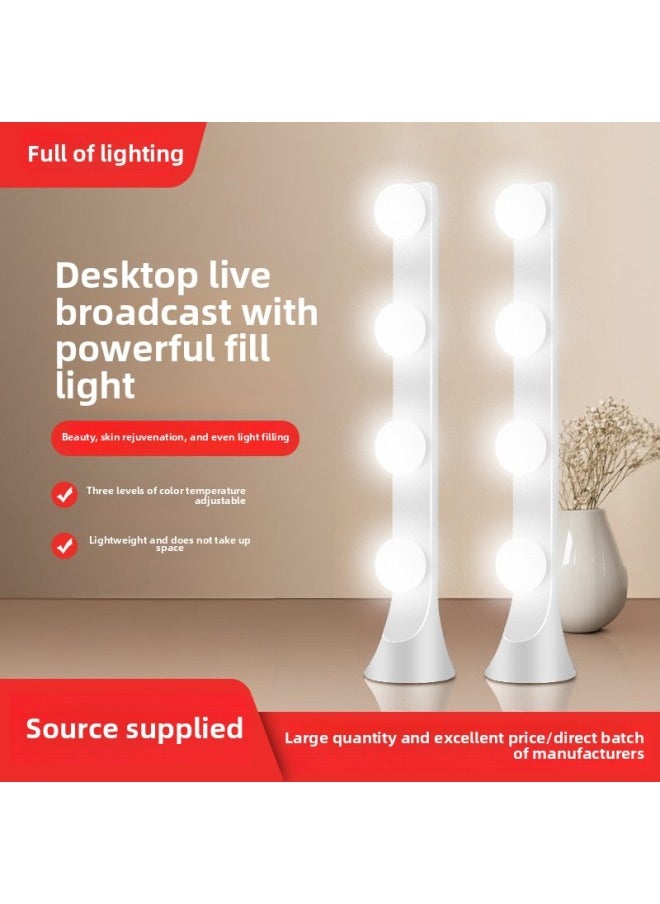 Generic - Desktop Double Row Live Light Four Row Light Internet Celebrity Mobile Live Room Fill Light LED Three Color Beauty Lighting Light-Specifications:Double Row 8 Bulb [three-color Dimming]] - Image 1