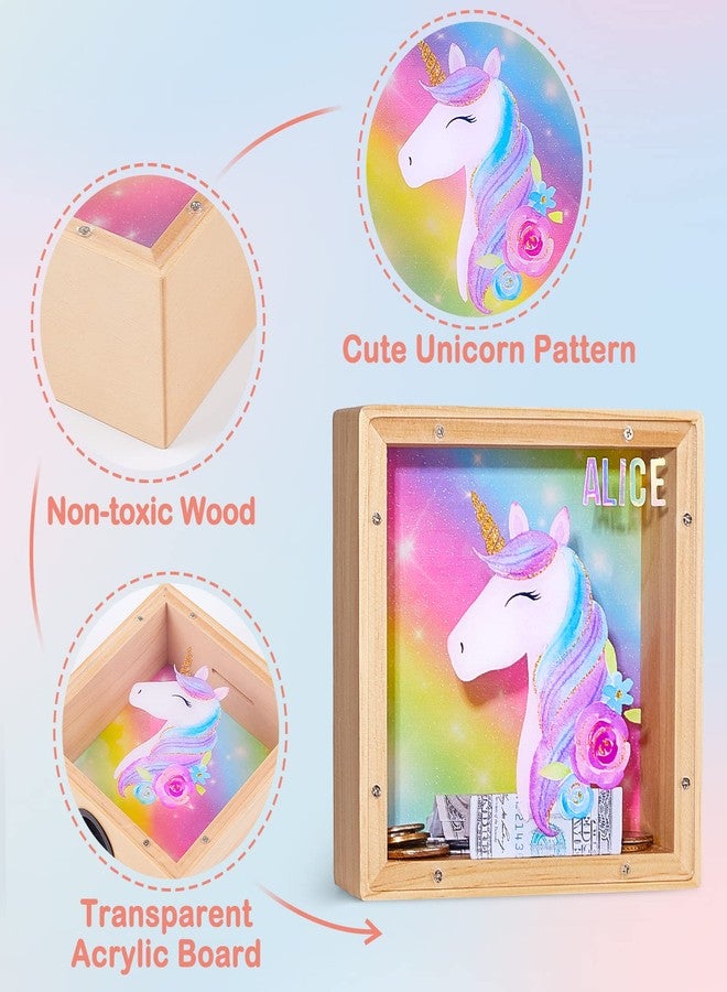 ICOSY Wooden Piggy Bank Girls, DIY Name Coin Bank Unicorn Money Bank for Kids Boys Girls with Letter Stickers - Image 5