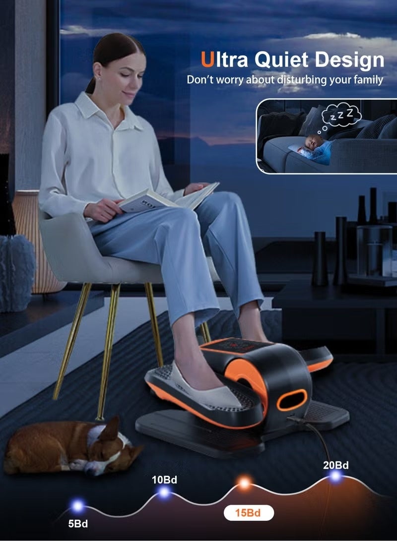 شو وو جهاز إليبتيكال كهربائي تحت المكتب – جهاز تمارين للساق أثناء الجلوس مع ريموت تحكم، هادئ ومحمول، مثالي لكبار السن والمنزل أو المكتب - Image 4