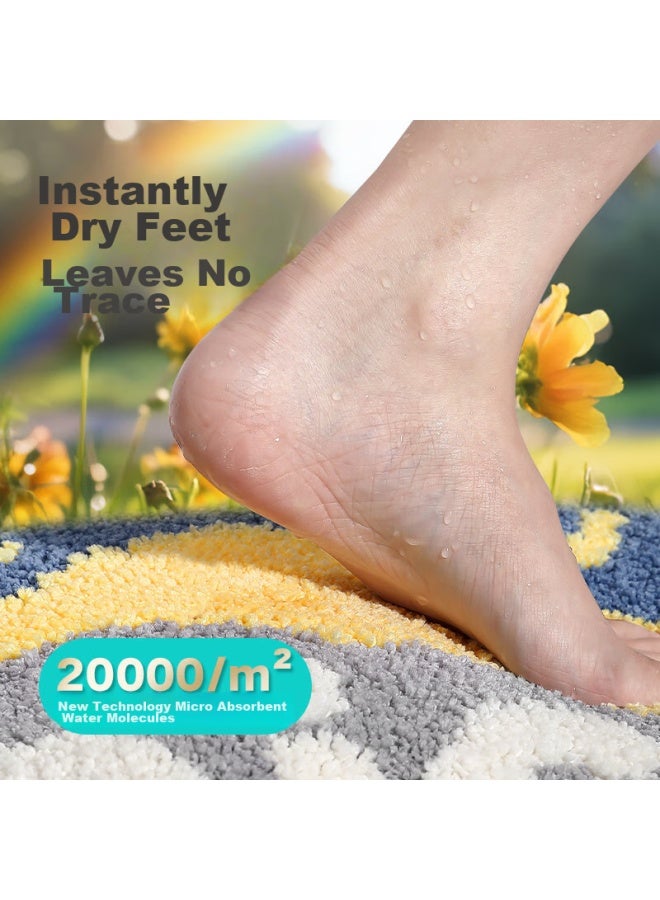 Dajiang Flocked Bathroom Mat, Non-slip Absorbent Foot Mat, Semi-circular, 45x75cm - Image 3
