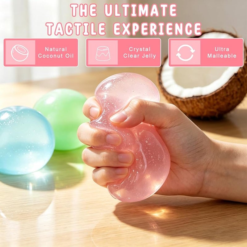 BSonata Coconut Oil Squishy, Slow Rising Stress Relief Squeeze, Soft Non-Sticky Sensory Fidget for Relaxation, Easy to Clean, Portable Gift for Adults (Blue) - Image 5
