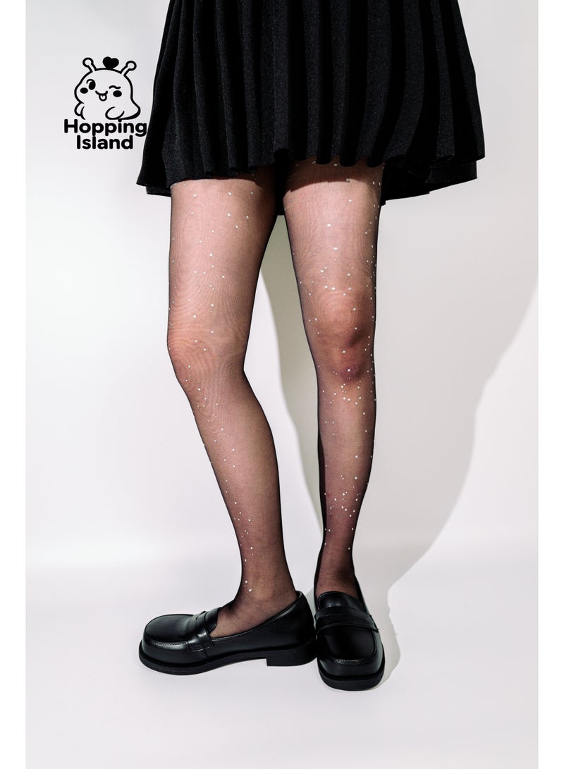 Hopping Island HI Moonlight Starlight Sequin Tights Sparkling Pantyhose Black - Image 3