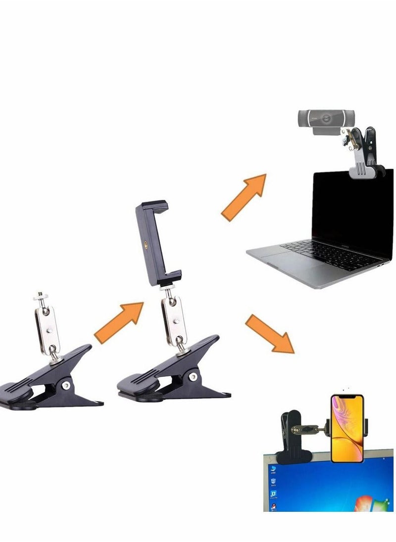 Y&D - Webcam Stand and Phone Holder with Cell Clamp, Portable 360° Swivel Mount Compatible C920 C920S C922 C925e C930e Brio 4K, for iPhone, Live Stream, Video Conference - Image 1