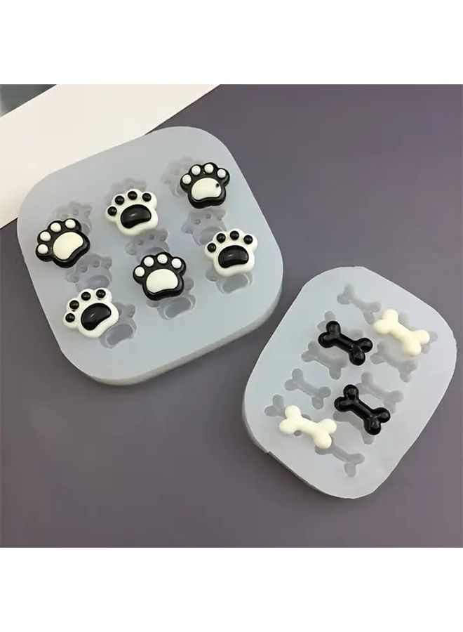 Silicone Mold 9 Paw 10 Bone Holes For Resin Candle Plaster Crafts - Image 1