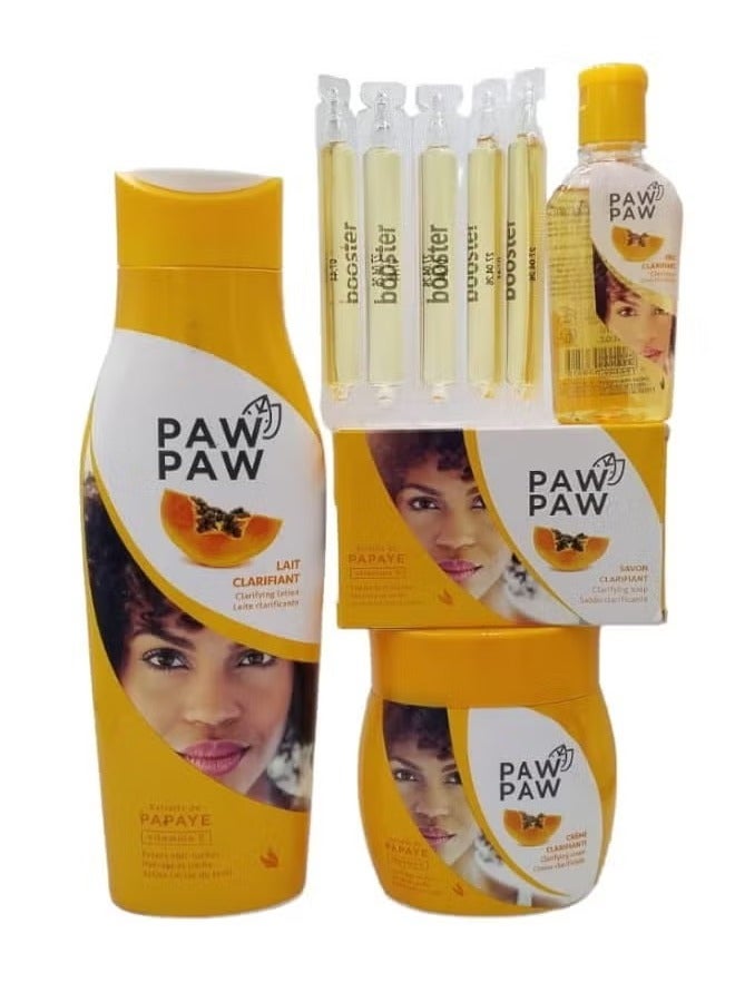 Body Purification Set with Papaya Extract and Vitamin E Lotion 500 ml Cream 300 ml Oil 60 ml Soap 180 ml Serum 35 ml