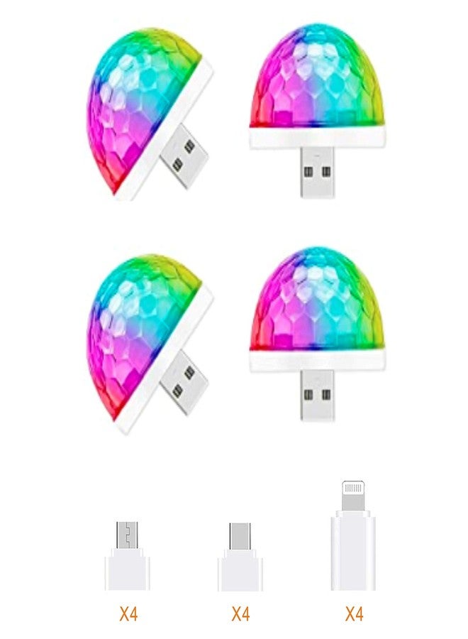عصا ديسكو صغيرة تعمل بمنفذ USB، عصا إضاءة LED متعددة الألوان، ضوء ستروب سحري يعمل بالصوت لحفلات الرقص المنزلية والغرف، وأعياد الميلاد، وحفلات الزفاف، وديكورات عيد الميلاد (عبوة من 4 قطع) - Image 1