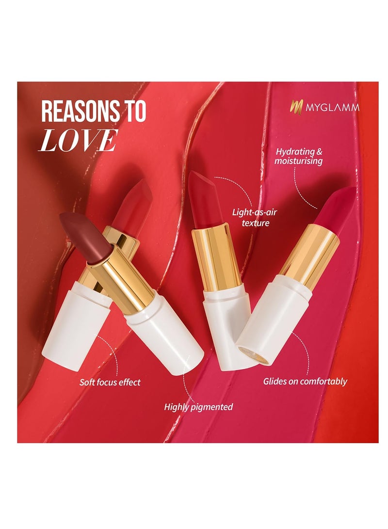 MyGlamm Moist Matte Lipstick  Chilli Red Shade Long Lasting  Pigmented  Hydrating Lipstick with Moringa Oil and Vitamin E  4.2g - Image 2