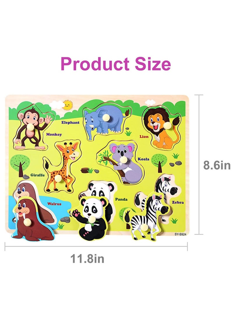 السيد باندا لعبة أحجية تعليمية خشبية، العاب تعليمية تعليمية  للاطفال في مرحلة ما قبل المدرسة، مجموعة احجيات للاطفال الصغار من 3 قطع - حركة المرور والحيوانات والمحيط، هدية رائعة للبنات والاولاد - Image 2