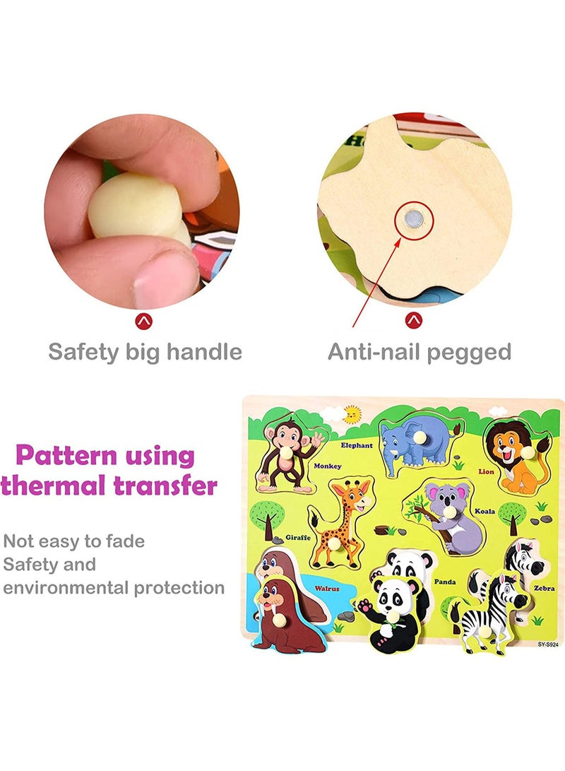 السيد باندا لعبة أحجية تعليمية خشبية، العاب تعليمية تعليمية  للاطفال في مرحلة ما قبل المدرسة، مجموعة احجيات للاطفال الصغار من 3 قطع - حركة المرور والحيوانات والمحيط، هدية رائعة للبنات والاولاد - Image 4