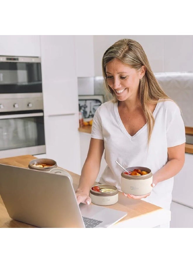 شنطه الانش بوكس طقم مكون 5 قطع- 4 علب مدوره استاليس- 2 علبه مقاس 11.5cm*6cm 2 علبه مقاس 11.5cm*9cm - Image 3