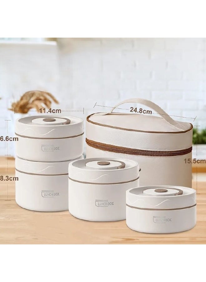 شنطه الانش بوكس طقم مكون 5 قطع- 4 علب مدوره استاليس- 2 علبه مقاس 11.5cm*6cm 2 علبه مقاس 11.5cm*9cm - Image 1