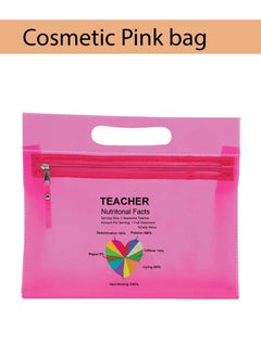 PRINTSHOP4ME Teacher's Day Pack of 3 Combo Pack - Stainless Steel Bamboo Cap Flask Bottle 600ml, Pink Cosmetic Bag and Teddy Bear - Teacher's Day Gift Set - Gift for World Teachers Day  - Image 4