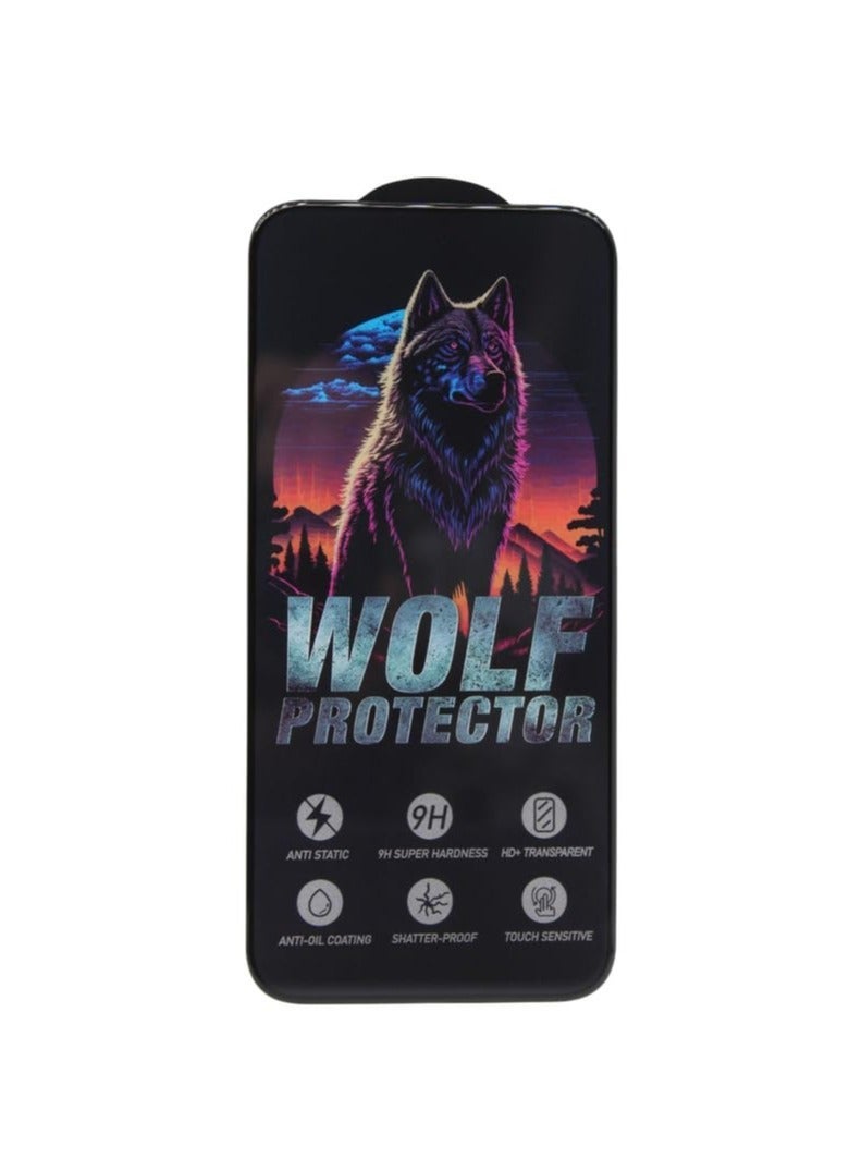 Wolf Protector Design Tempered Glass Screen Protector for Oppo Reno 14F - Clear & Black - Image 1