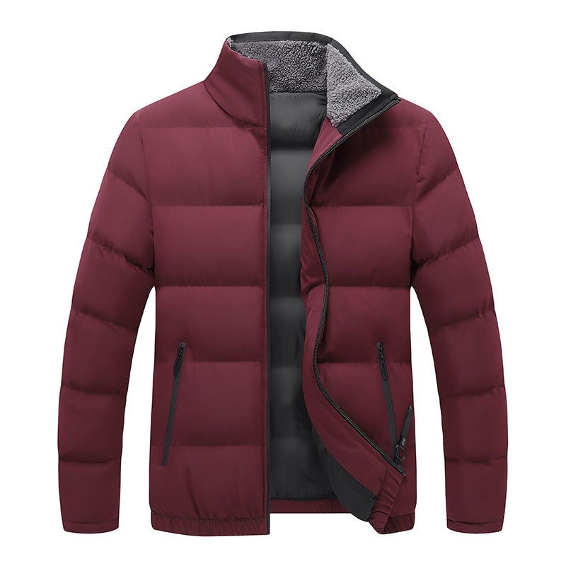 Down cotton-padded jacket mens winter 2022 New Tide brand thick cotton-padded coat winter clothing Korean trend winter cotton-padded coat Burgundy