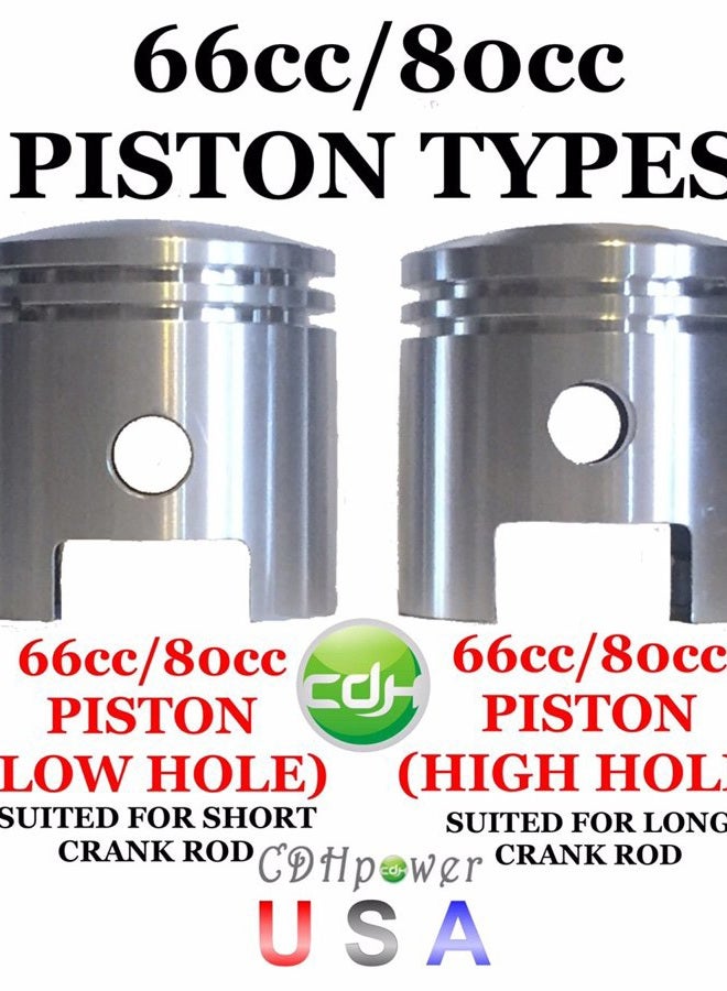 CDHPOWER 2 Stroke Gas Engine Motor Kit Piston Set of 66cc/80cc - for Longer Connecting Rod Crank Assemblies - 80cc/66cc Gas Motorized Bicycle - Image 3