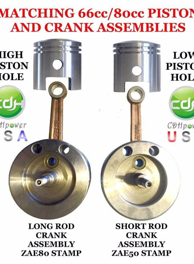 CDHPOWER 2 Stroke Gas Engine Motor Kit Piston Set of 66cc/80cc - for Longer Connecting Rod Crank Assemblies - 80cc/66cc Gas Motorized Bicycle - Image 4