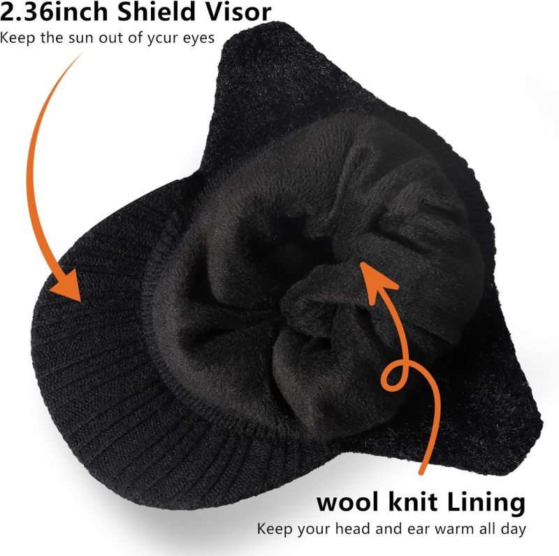 Men's and Women's Ear Protection with Cornice Knitted Warm Cold Hat khaki - Image 3