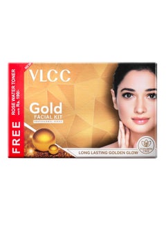 VLCC VLCC Gold Facial Kit with FREE Rose Water Toner - 300g + 100ml | 24K Colloidal Gold And Aloe Vera At Home Facial Kit | Bright & Radiant Complexion, Skin Cell Regeneration | Instant Glow Facial.  - Image 1