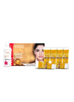 VLCC VLCC Gold Facial Kit with FREE Rose Water Toner - 300g + 100ml | 24K Colloidal Gold And Aloe Vera At Home Facial Kit | Bright & Radiant Complexion, Skin Cell Regeneration | Instant Glow Facial.  - Image 3