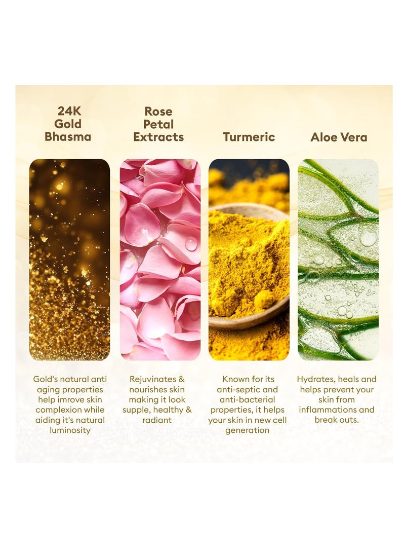 VLCC VLCC Gold Facial Kit with FREE Rose Water Toner - 300g + 100ml | 24K Colloidal Gold And Aloe Vera At Home Facial Kit | Bright & Radiant Complexion, Skin Cell Regeneration | Instant Glow Facial.  - Image 5