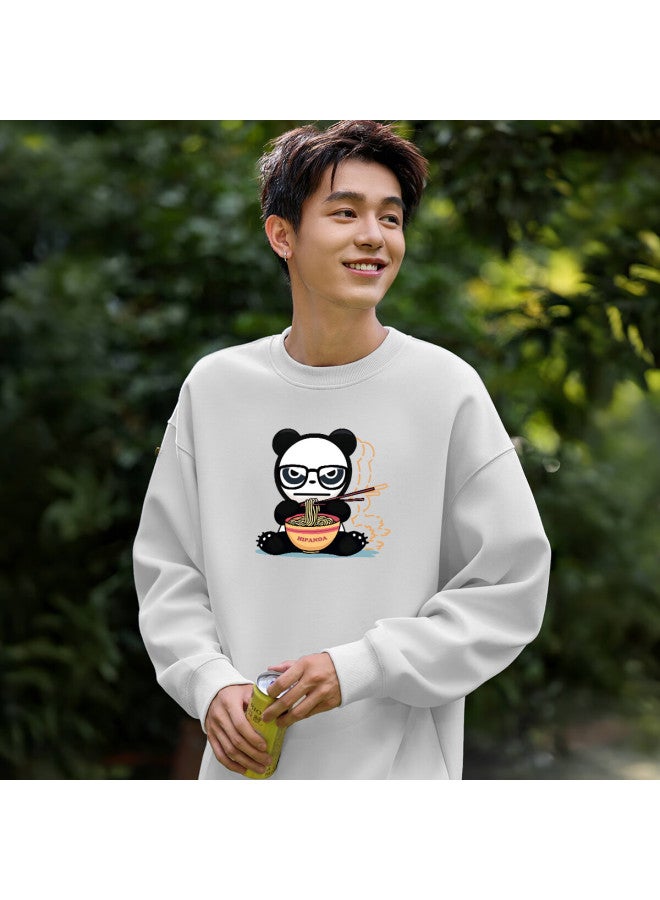 Hipanda o Panda Sweatshirt, Uni Style For Men And Women, Autumn Fashion Brand, Printed Loose Casual Top For Men, Army Green, Size L - Image 2