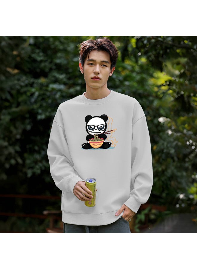 Hipanda o Panda Sweatshirt, Uni Style For Men And Women, Autumn Fashion Brand, Printed Loose Casual Top For Men, Army Green, Size L - Image 5