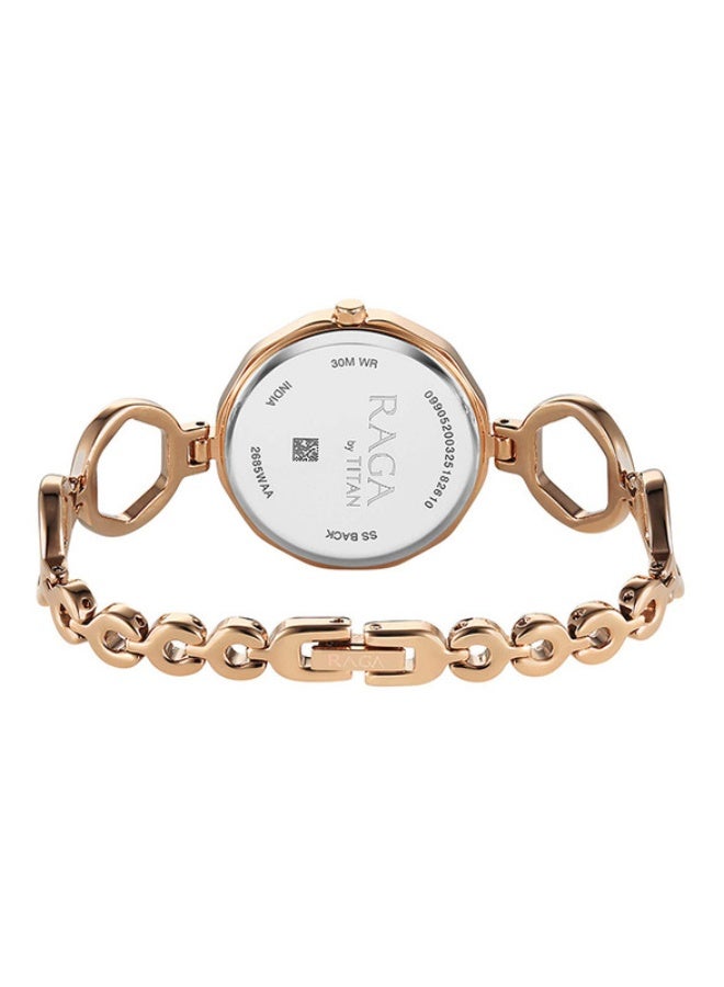 Titan Raga Analogue  rosegold round dial gold strap watch for Women - Image 5