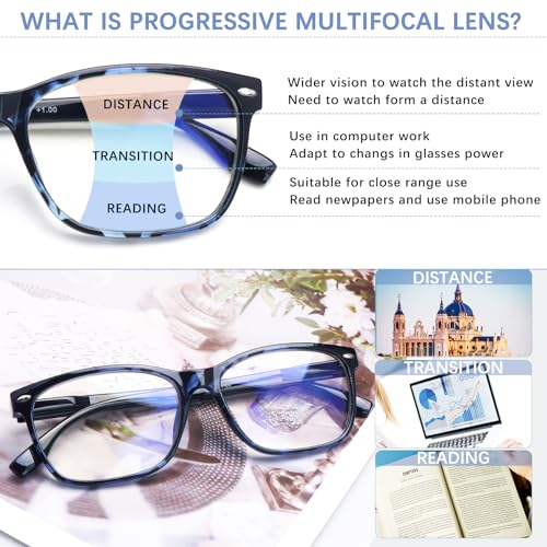 CLASAGA Progressive Multifocus Reading Glasses for Women, Pattern Print Blue Light Block Stylish Ladies Computer Readers (3 Mix, 1.25, x) - Image 5