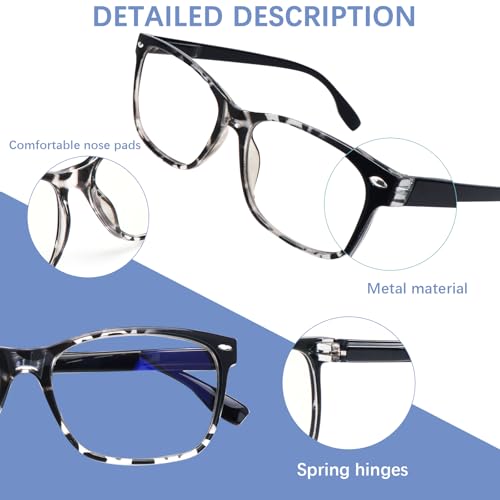 CLASAGA Progressive Multifocus Reading Glasses for Women, Pattern Print Blue Light Block Stylish Ladies Computer Readers (3 Mix, 1.25, x) - Image 4