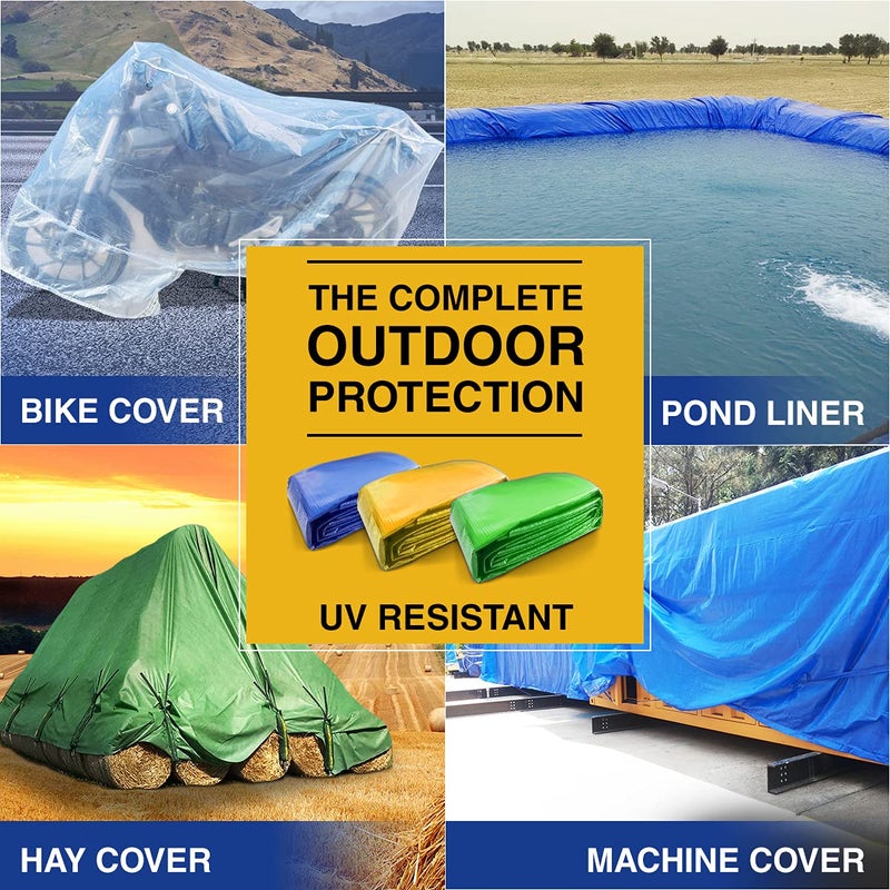 TUFFPAULIN TUFFPAULIN 27FT X 16FT 120 GSM Blue Tarpaulin Tirpal Tadpatri Tharpai Thadika Extra Strong Reinforced Eyelets UV Resistant 100 Waterproof Virgin 6 Layer MLCL 3D Rib Technology1 No  - Image 3