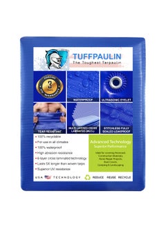 TUFFPAULIN TUFFPAULIN 27FT X 16FT 120 GSM Blue Tarpaulin Tirpal Tadpatri Tharpai Thadika Extra Strong Reinforced Eyelets UV Resistant 100 Waterproof Virgin 6 Layer MLCL 3D Rib Technology1 No  - Image 2