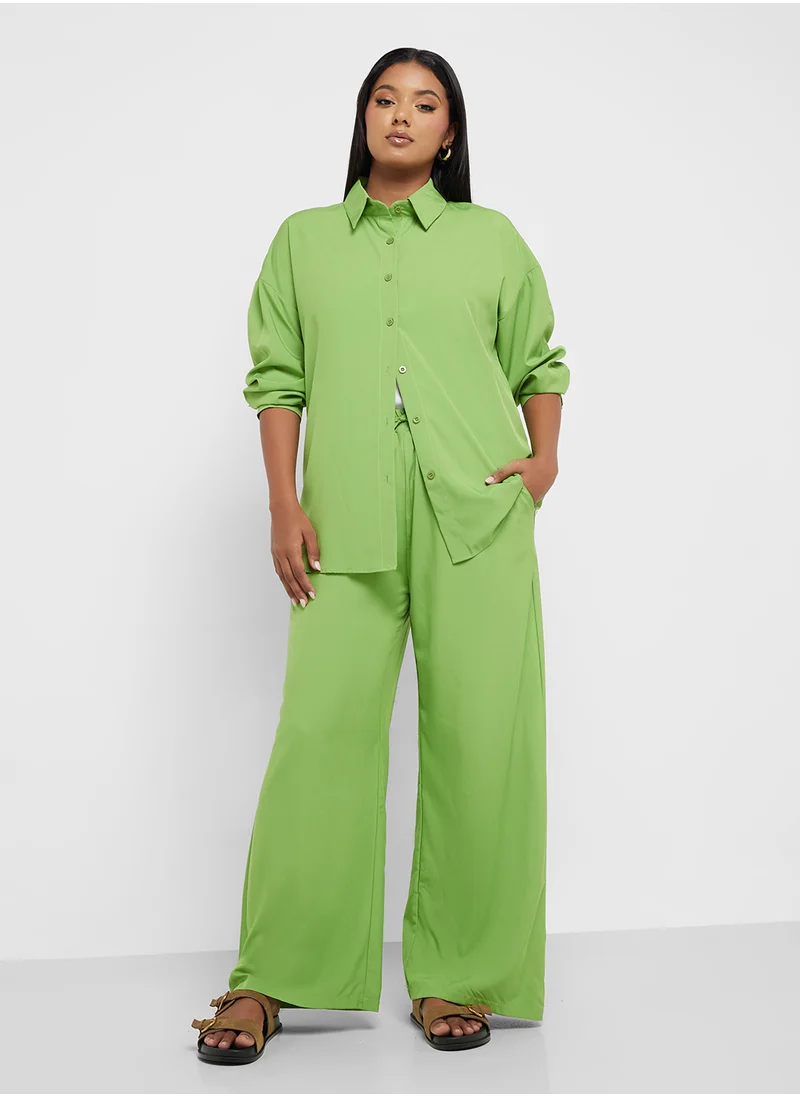 جينجر بلس Buttoned Down Relaxed Fit Shirt & Pant Coord Set