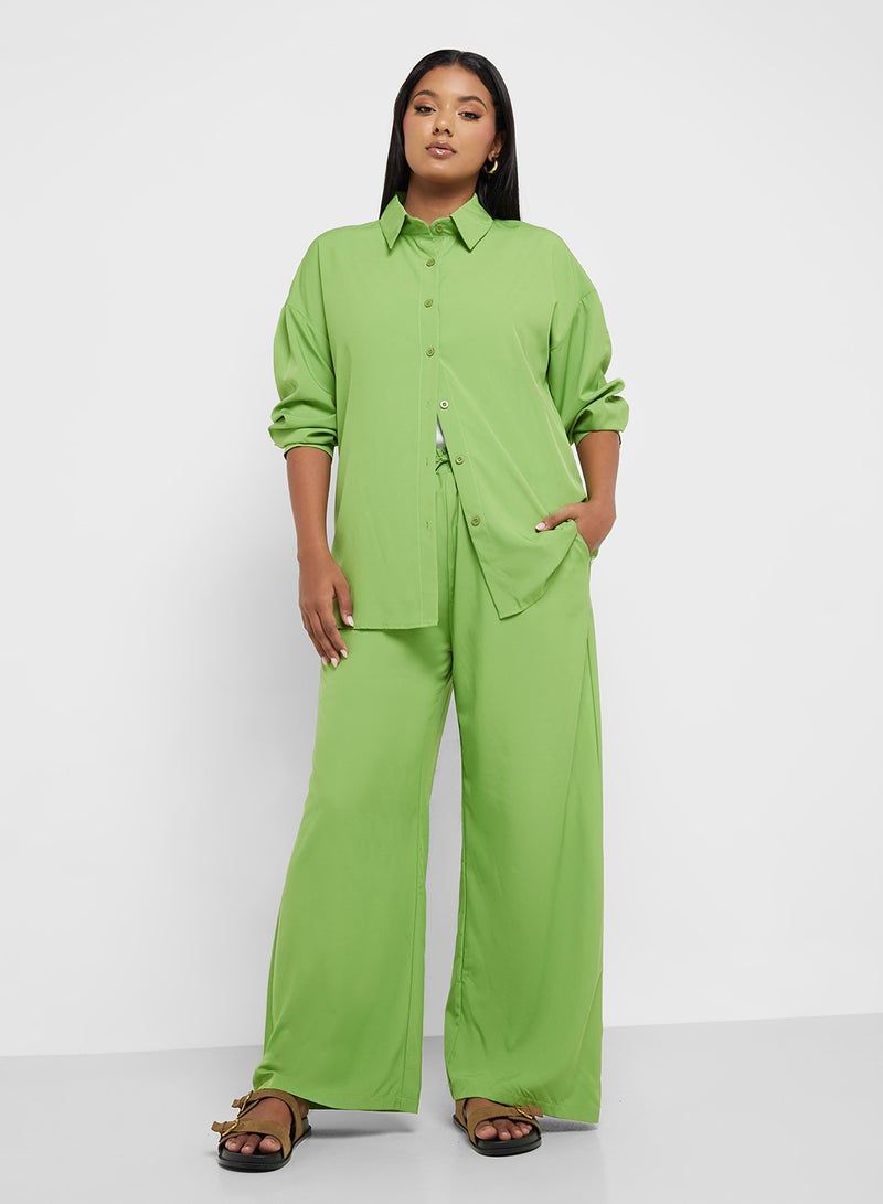 Ginger Plus Buttoned Down Relaxed Fit Shirt & Pant Coord Set - Image 1
