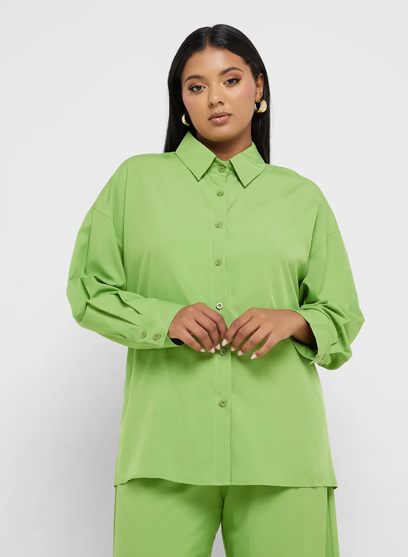 Ginger Plus Buttoned Down Relaxed Fit Shirt & Pant Coord Set