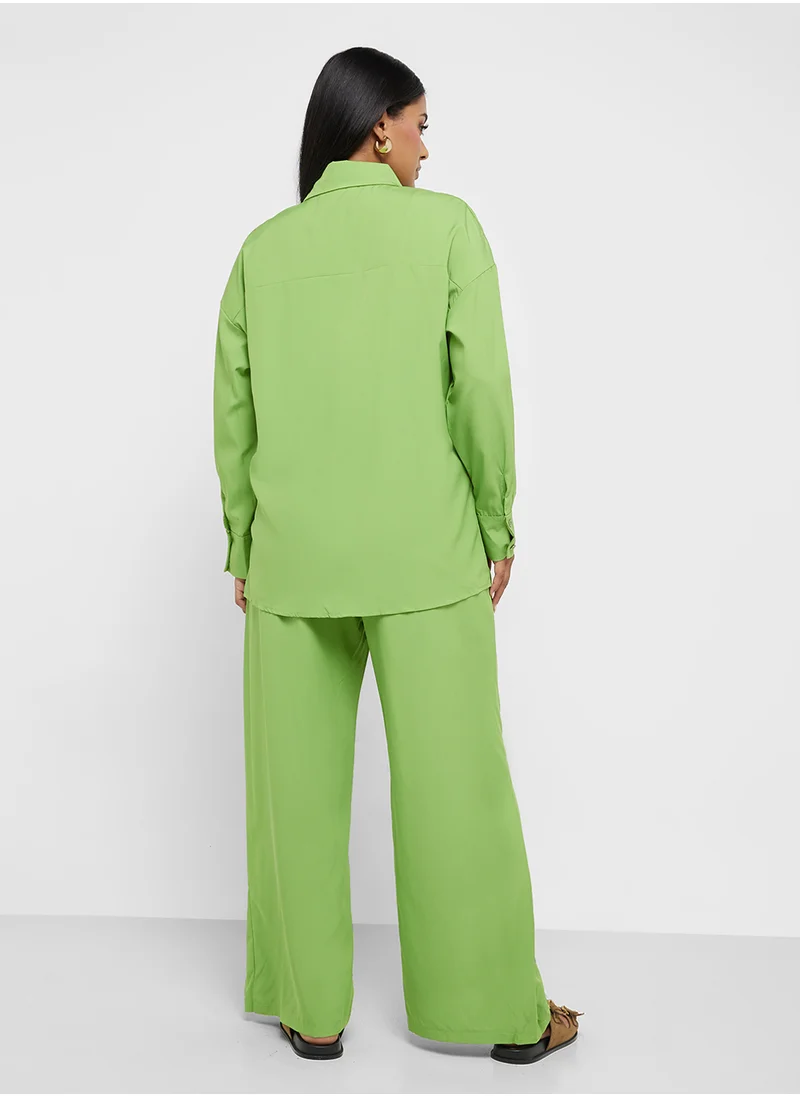 جينجر بلس Buttoned Down Relaxed Fit Shirt & Pant Coord Set