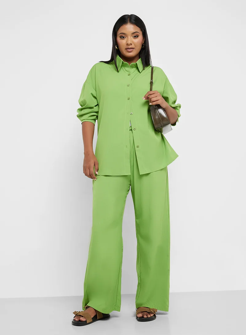 Ginger Plus Buttoned Down Relaxed Fit Shirt & Pant Coord Set