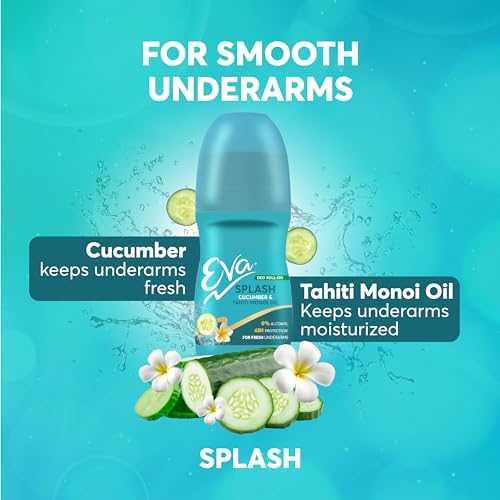 Eva Splash Roll On Deo | No Alcohol No Aluminium| Chemical Free| For Fresh Underarms (Cucumber & Tahiti Monoi Oil) | For Women (50ml. pack of 2) - Image 4
