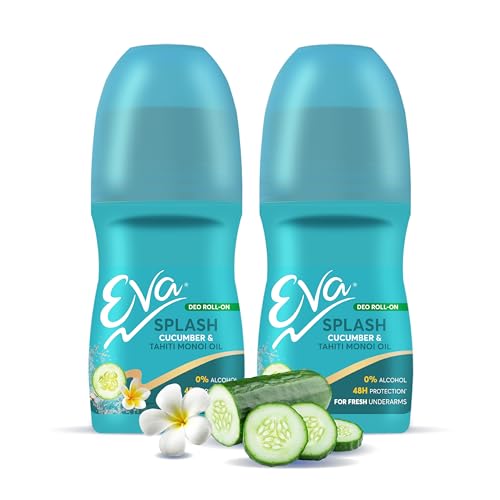 Eva Splash Roll On Deo | No Alcohol No Aluminium| Chemical Free| For Fresh Underarms (Cucumber & Tahiti Monoi Oil) | For Women (50ml. pack of 2) - Image 1