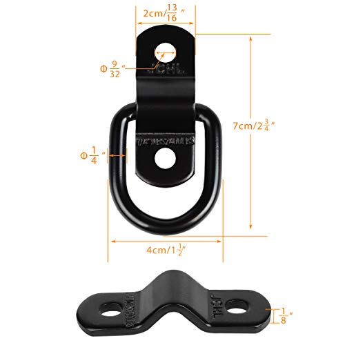 JCHL D Rings Tie Down Anchors Hooks for Trailer Truck Bed Bracket Enclosed Points Pickup Camper Surface Mount D-Ring Heavy Duty 1/4" 2400 Pound Capacity (4-Pack) - Image 2