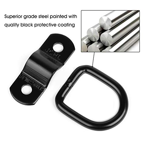 JCHL D Rings Tie Down Anchors Hooks for Trailer Truck Bed Bracket Enclosed Points Pickup Camper Surface Mount D-Ring Heavy Duty 1/4" 2400 Pound Capacity (4-Pack) - Image 4