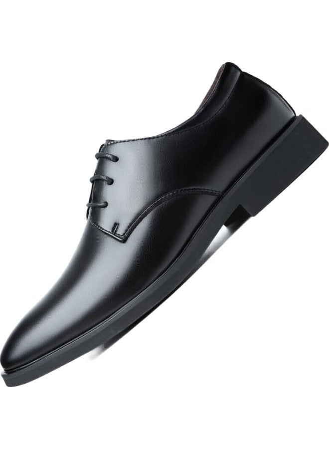 Poitulas Men'S Lace-Up Business Casual Shoes, Korean-Style Trendy Soft Leather Wedding Formal Shoes For Men, 6633 Black, Size 41 - Image 1