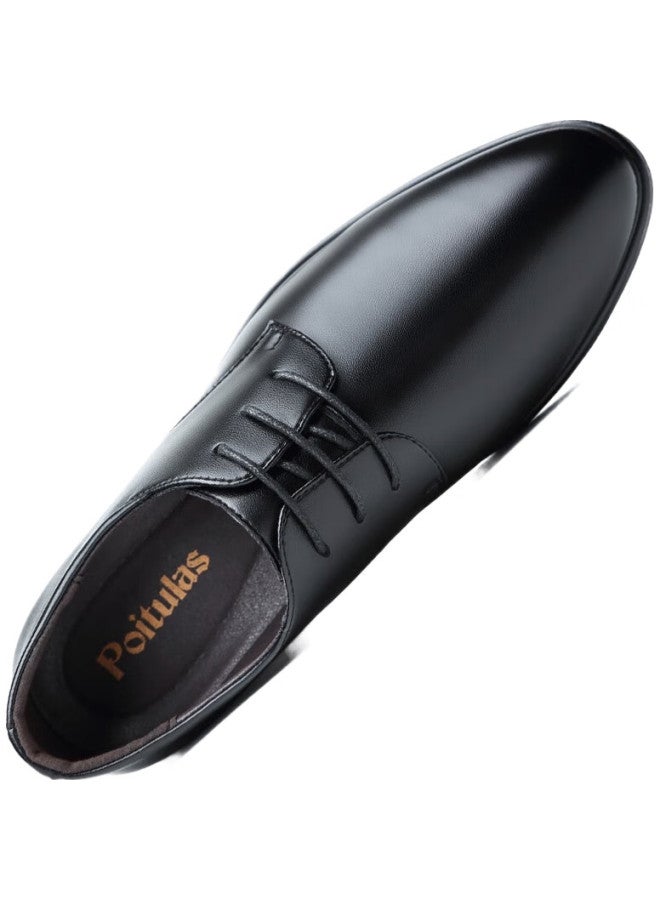 Poitulas Men'S Lace-Up Business Casual Shoes, Korean-Style Trendy Soft Leather Wedding Formal Shoes For Men, 6633 Black, Size 41 - Image 3